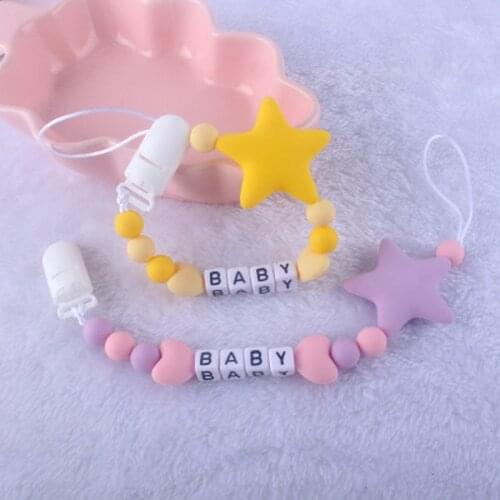 1pcs Pink Silicone Baby Pacifier Clips Crochet Beads Silicone Crown Pacifier Chain Holder Baby Shower Gift