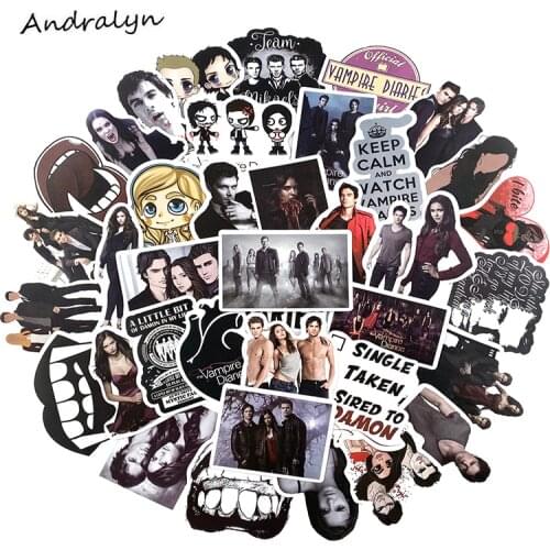 10/50Pcs American Fantasy TV The Vampire Diaries Stickers For Laptop Skateboard Luggage Refrigerator Notebook Helmet Toy