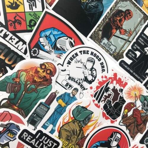 10/50pcs Cartoon DIY Welding Worker Graffiti Stickers Fashion Luggage Skateboard Waterproof Stickers Car Styling Decals Sticker
