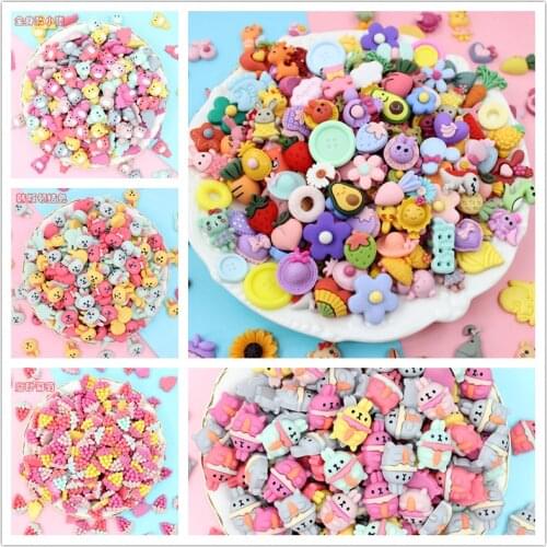 10 Pcs Mini Cartoon Fruit Animal Charms Supplies Additive For Clay Accessories Putty DIY Filler Decoration Toys