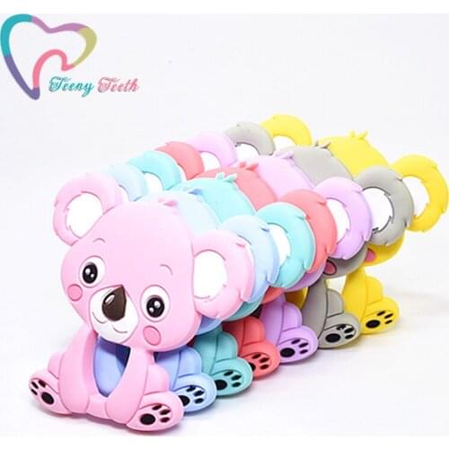 10 PCS Silicone Teether Animal Koala Baby Teether Pendant BPA Free Chew Charms Silicone Beads Toy Gift For Teething Necklace