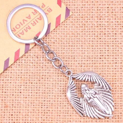 20pcs New Fashion Keychain 43*27 mm angel maria Pendants DIY Men Jewelry Car Key Chain Ring Holder Souvenir For Gift