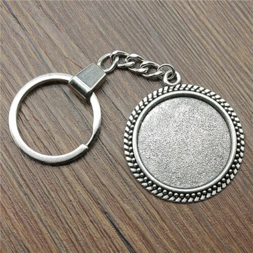 20 Styles Fit 30mm Round Glass Cabochon Keychain Base Setting Jewelry Finding Jewelry Accessories For Key Ring Making DIY