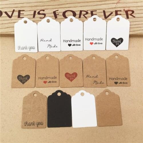 500 pcs 3*2cm Kraft Brown Hang Tags DIY Handmade With Love Gift Tags Paper Packing Labels/price tags for Jewelry/wedding/gifts