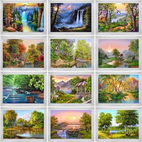 5D Diamond Painting Forest Scenery Full Diamond Mosaic Cross Stitch Embroidery Set Trees Household Items Christmas Gifts