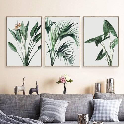 Abstract Painting Black Green Leaf Nordic Decoration Home Watercolor Plant Wall Art Canvas Posters And Prints Picture Unframed
