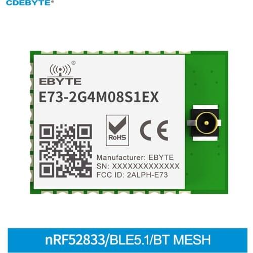 NRF52833 2.4GHz BlE5.1 Bluetooth Mesh Wireless Audio Module Zigbee E73-2G4M08S1EX 120m SMD SOC IPEX Antenna iBeacon IoT Devices