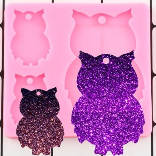 Shiny Owl Family Silicone Mold Epoxy Resin Jewelry Making Keychain Molds Pendant Polymer Clay DIY Handmade Charms Mould