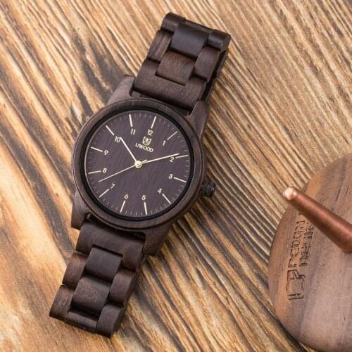 Uwood 100% Natural Wood Watch for Men Vintage Mens Wooden Watch Gifts for Male