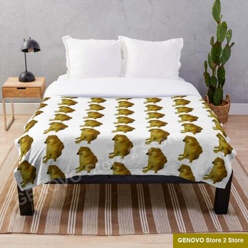 Cheems Throw Blanket Soft Warm Coral Fleece Plush Throw Blanket Rug Piece Sofa Bed Knee blankets Boys Girls