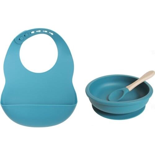 Baby Suction Plate Silicone Bib Children Tableware Feeding Set Infant Toddler Anti-flip Suction Dinnerware Food Grade Silicone