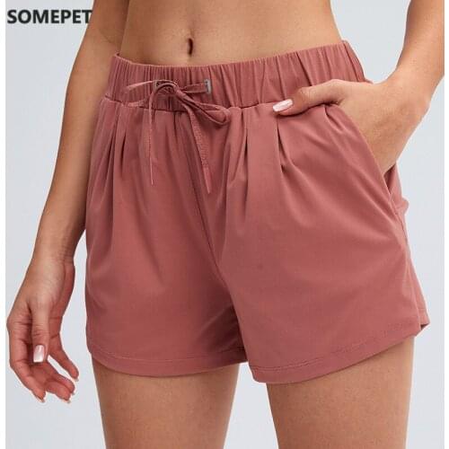 Women Stretch Low WaistShorts with Pocket Butter Soft Fabric 4-way Stretch Fabric Pockets Shorts