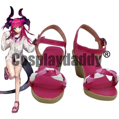 Fate/EXTELLA The Umbral Star Lancer Elizabeth Bathory Suite Room Dream DLC Ver. Cosplay Pink Strap Wedge Sandals Shoes X002