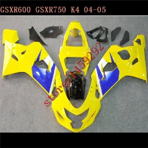 Custom Fairing set for SUZUKI GSXR600 750 2004 2005 fairing kit 04 05 GSXR 750 GSXR 600 K4 yellow blue black fairing