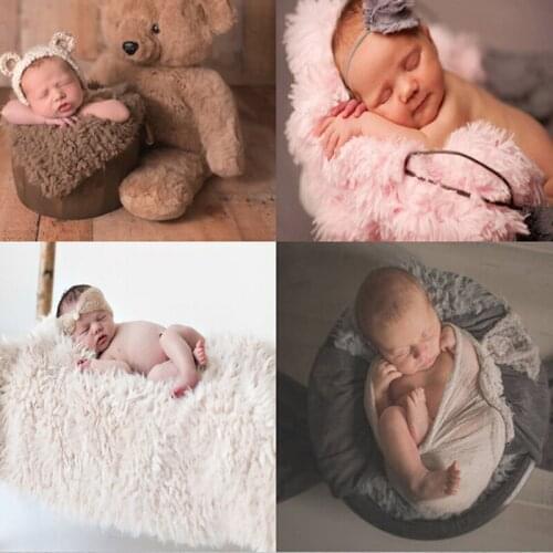 Soft New Children Faux Fur Blanket Solid Color Sleep Wrap Baby Photography Props Photo Shooting Blankets