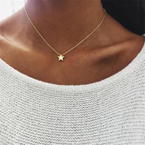 New Women Chocker Gold/Silver Color Chain Star Heart Choker Necklace Jewelry Collana Kolye Bijoux Collares Mujer Collier