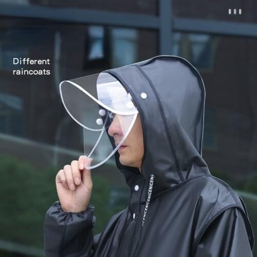 Black Fashion Adult Waterproof Long Raincoat New Women Men Rain Coat Hooded for Outdoor Hiking Travel Fishing Climbing Thickened
