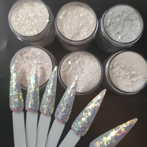 1Oz White Nails Professional Acrylic Powder Mixed Glitter-Unique Combination Infiltration Powder For Nail Extension Design28.7g