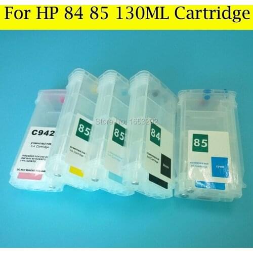 6 Pcs/Set 130ML Empty HP84 85 Refillable Ink Cartridge Use For HP Designjet 90 30 130 Printer With ARC Chip