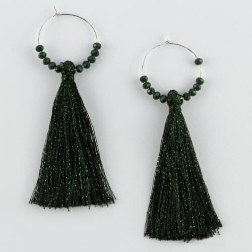 Silvery Crystal Cubic Zirconia Ring Tassel Earrings