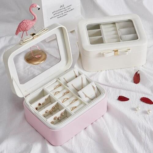 Jewelry Box Travel Comestic Jewelry Casket Organizer Makeup Lipstick Storage Box Beauty Container Necklace Birthday Gift