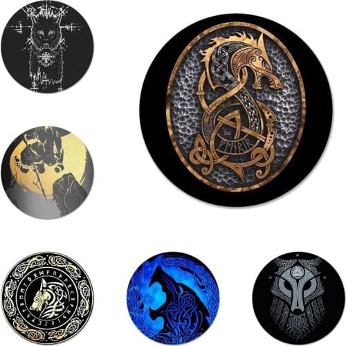 Norse Mythology Vikings Fenrir wolf Badge Brooch Pin Accessories For Clothes Backpack Decoration gift 58mm