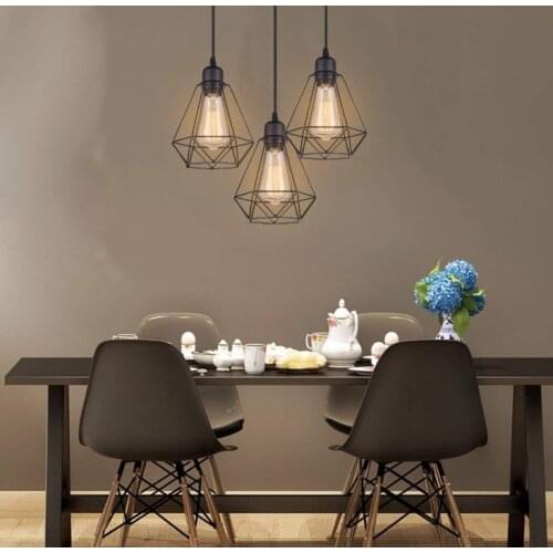 Modern Diamond Shape Lampshade Metal Wire Polygon Cage Chandelier Lamp Cover Hanging Pendant Lights Shade Home Decor HWC
