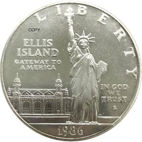 United States of America 1 One Dollar Statue of Liberty 1986 Cupronickel Plated Silver Copy Coin