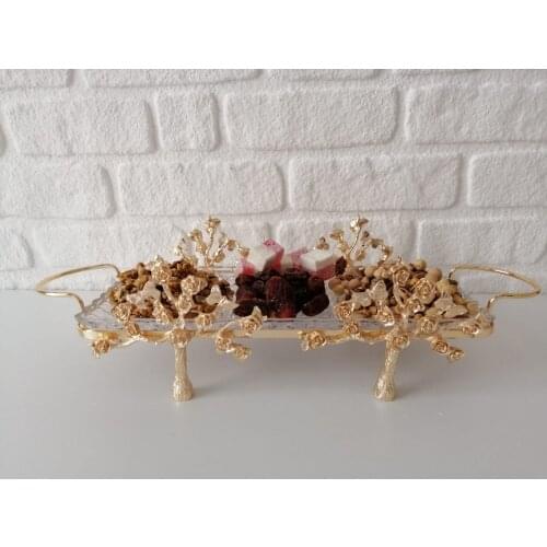 Snack Nuts And Dessert Service Glass Serving Plate Metal Presentation Tableware