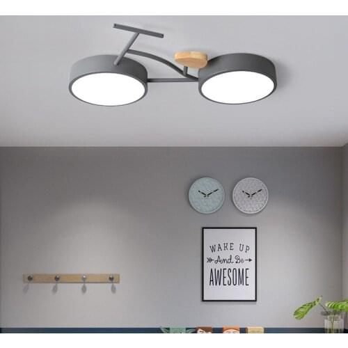 Nordic LED Kids Bedroom Ceiling Lamp 3 Color Temperature Bike Ceiling Mount Lamp For Children Baby Room Green White Gray ZM1019