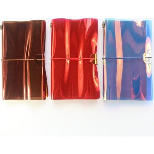 Creative cute laser PVC notebooks and journals for girls stationery,fine transparent soft cover traveler journals notebooks