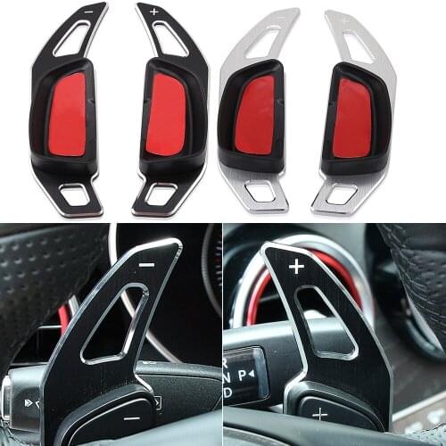 Aluminum alloy Steering Wheel Shifter Extension Paddle Cover Trim Fit For Benz W205 BK C300/180/200/250 GLC300 2010-2016