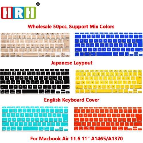 HRH 50pcs Ultra-thin Silicone English Keyboard Cover Skin Protector For Mac Book Air 11" 11.6 Japanese Version A1370 A1456