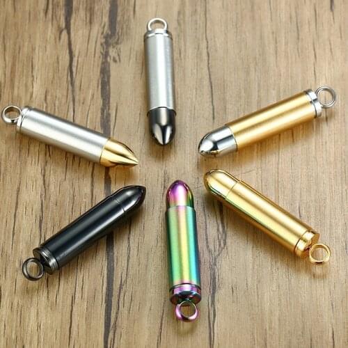 Unique Urn Bullet Necklaces for Men 6 Colors Stainless Steel Rock Punk Male Boy Collar Anniversary Jewelry
