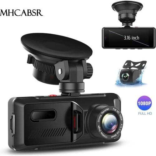 Dual Dash Cam 1080P Front and Rear Dash Camera for Cars Parking Emergency Security Monitoring Motion Detection 3.16'' IPS Screen