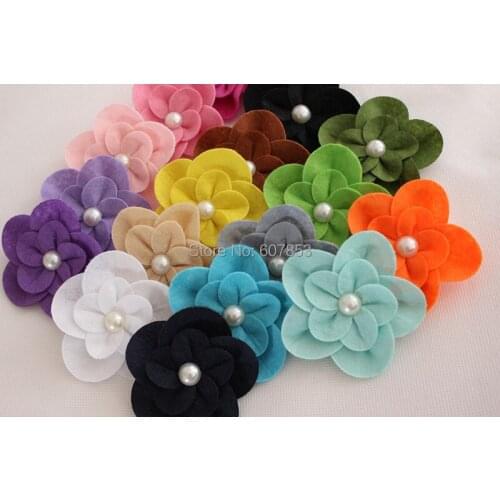 Felt Flowers Hair Flowers Pearl Flower,Baby girl children hair accessories 7.5cm 500pcs