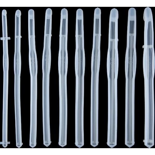 10pcs Crystal Crochet Hooks Knitting Needles Mould Silicone Epoxy Resin Casting Mold DIY Crochet Kniiting Sewing Tool Craft