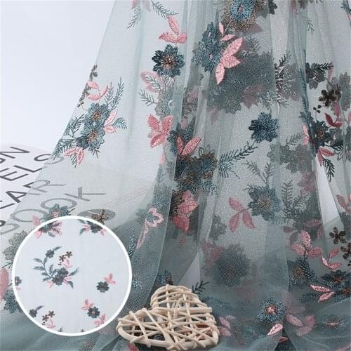 125cm Wide 2yards Net Fabric Lace Fabric Embroidered Dress Curtain Sewing Craft V2822