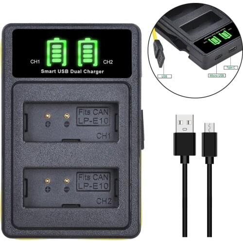 1Pcs LP-E10 LPE10 LP E10 Camera Battery Charger for Canon 1100D 1200D 1300D Rebel T3 T5 KISS X50 X70 Camera Batteries