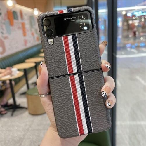2021 Fashion Litchi grain case for Samsung Galaxy Z Flip 3 Cover Anti-knock luxury leather Cases for Flip3
