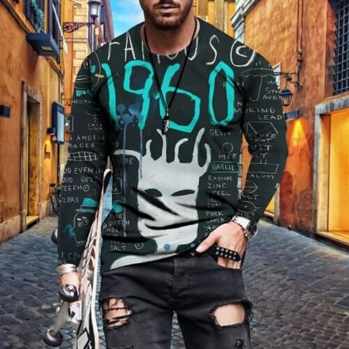 2021 Casual Pullover Loose T-shirt Comfortable Mens Sexy T Shirt New Mens T Shirt Long Sleeve Fashion Tie Dyed 3d Printed Top