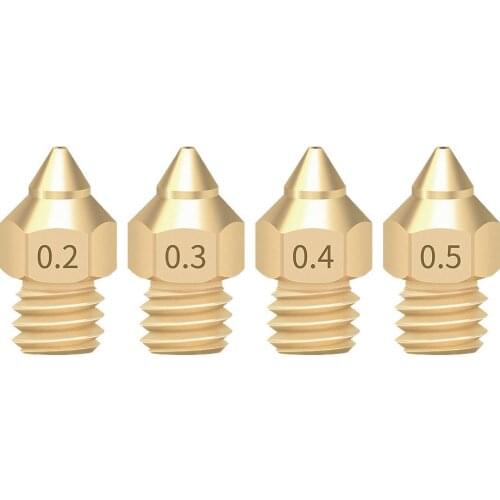 3D Printer Brass TTS New Version Of Pointed MK8 Nozzle Sizes 1.75mm 0.2/0.3/0.4/0.5 Extruder Print Head CR-6 SE For Ender 3 V2