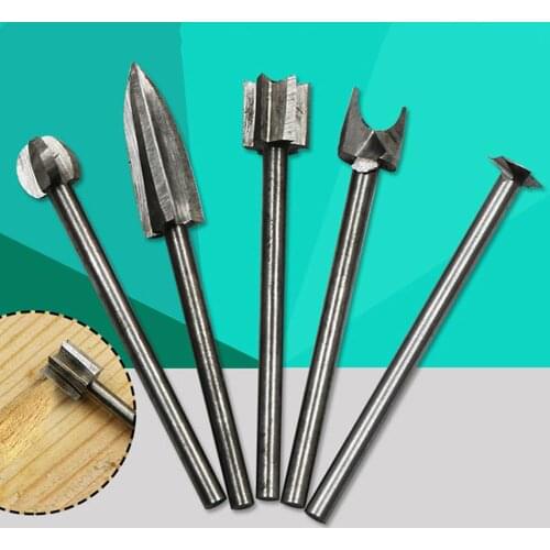 5pcs Steel Engraving drill bits 3mm Shank Rotary Tool for woodcarving, root carving, chamfering, hollowing, slotting 4/6/8mm