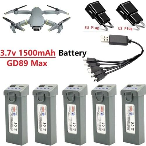 For GD89 Max Drone Battery 3.7v 1500mAh Lipo Battery With 5in1 cable charger For 3.7v GD89 Max Drone Battery RC Quadrocopter