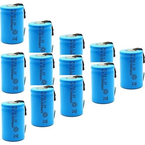 12Pcs High Quality Rechargeable Battery Sub C Battery 4/5SC Battery Replacement 1.2V 3000MAH With Tab