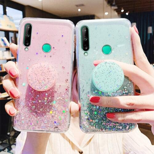Bling Glitter Star Case For Huawei Y9 Prime Y7 Y6 Y5 2019 Cases Luxury Phone Holder Cover On Huawei Y9 Y7 Y6 Y5 2018 Soft Covers