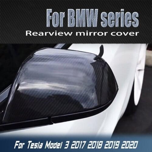 Side High Quality Car Styling Trim Rearview Mirror Cover Caps for Tesla Model 3 Model3 Tesla M3 17-21 Carbon Fiber Pattern