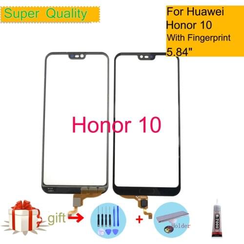 For Huawei Honor 10 COL-L29 Touch Screen Panel Sensor Digitizer With Fingerprint Front Glass Outer Replacement
