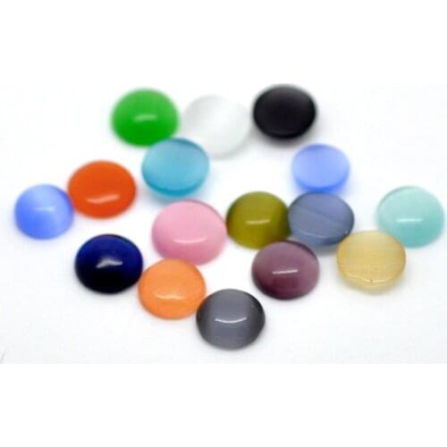 DoreenBeads Created Cats Eye Glass Embellishments Findings Round Mixed 6mm( 2/8") Dia, 15 PCs new