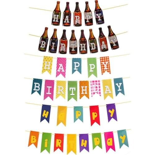 Happy Birthday Banner Adult Birthday Party Prince Princess Banner English Letter Flag Baby Shower Decoration Party Supplies